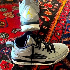 Jordan Gray and Black Sneakers with Yellow Accents